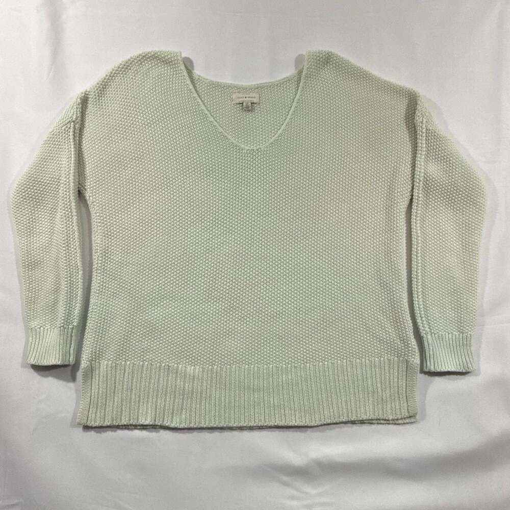 Lucky Brand Mint Green Textured V-Neck Pullover Knit Sweater